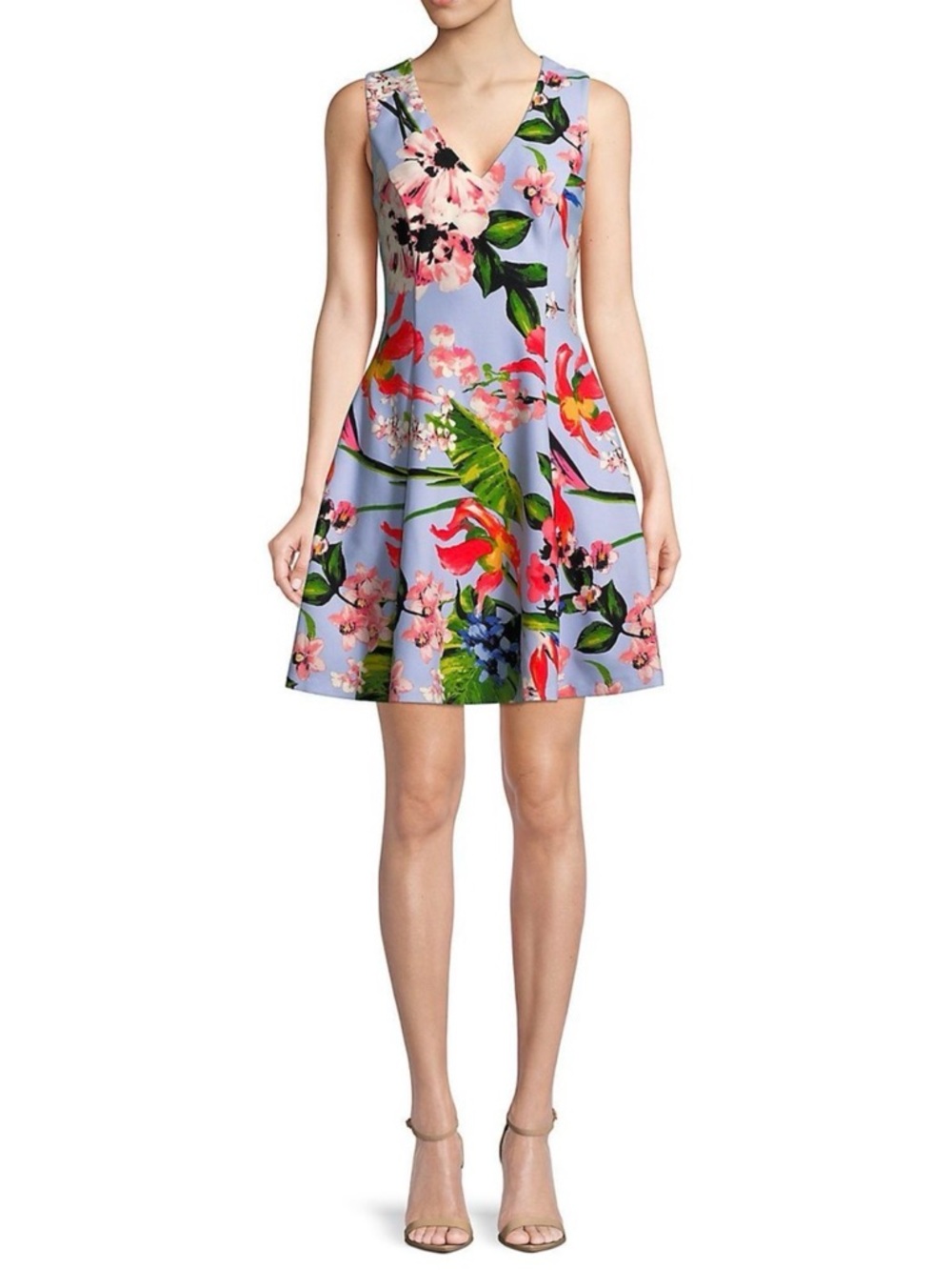 Vince Camuto Floral V-Neck Sleeveless Fit-and-Flare Dress Size 6 NWT